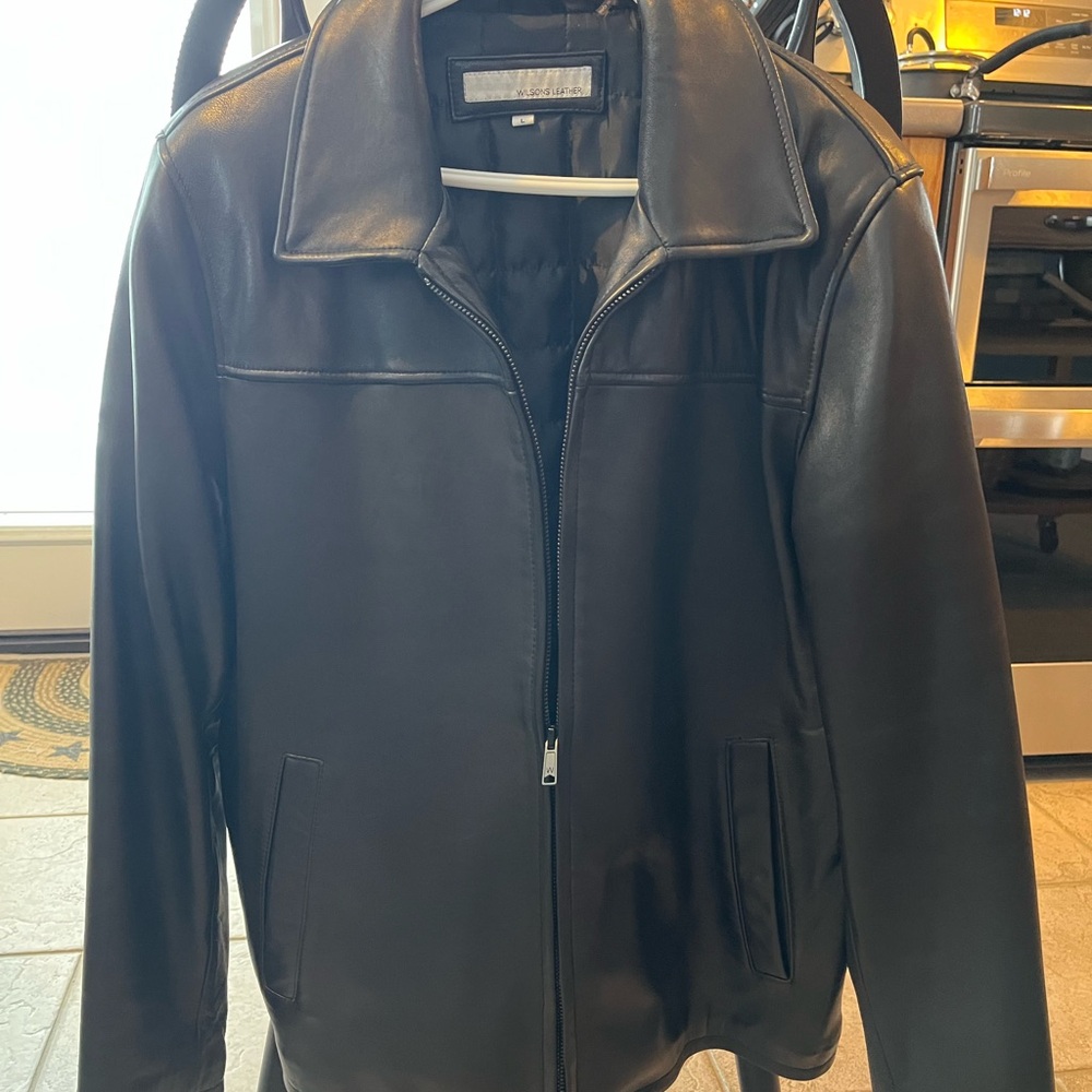 Wilsons Real Leather Quilted Black Jacket